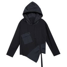 Load image into Gallery viewer, Hooded Irregular Stitching Long Sleeves T-shirts

