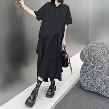 Load image into Gallery viewer, Irregular Loose Solid Color Shirt Elastic Waist Skirt
