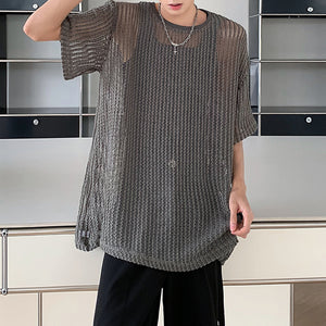 Mesh Knit Casual Short Sleeve Shirt