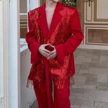 Load image into Gallery viewer, Stage Party Tassel Sequined Blazer
