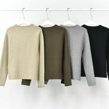 Load image into Gallery viewer, Women's Curved Hem Crew Neck Loose Knit Cardigan Sweater
