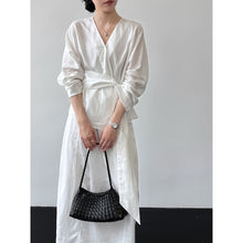 Load image into Gallery viewer, Women's Linen Shirt and Skirt Two-Piece Set
