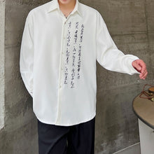 Load image into Gallery viewer, Calligraphy Print Long Sleeve Lapel Shirt
