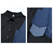 Load image into Gallery viewer, Denim Patchwork Pocket Long Sleeve Shirt
