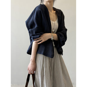 Vintage Ramie Loose Cardigan Shirt