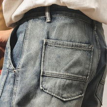 Load image into Gallery viewer, Vintage Patchwork Loose-fit Straight-leg Denim Shorts
