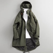 Load image into Gallery viewer, Retro Loose-fitting Mid-length Hooded Trench Coat
