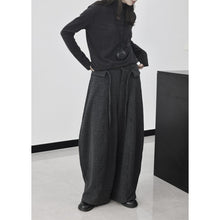 Load image into Gallery viewer, Striped Gray Loose High-waisted Thick Fleece Lining Pants
