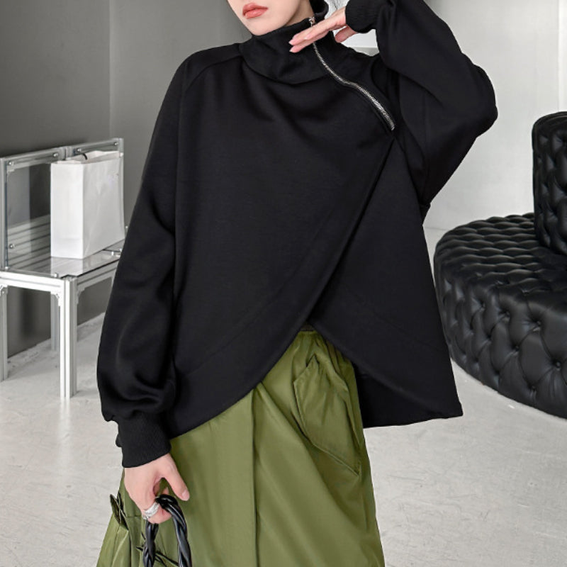 Loose Long Sleeve Shawl Collar Plain Fashion Regular Sweatshirt