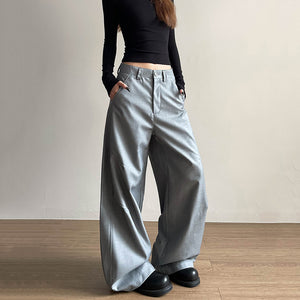 American Retro Loose Straight Pleated Scimitar Pants