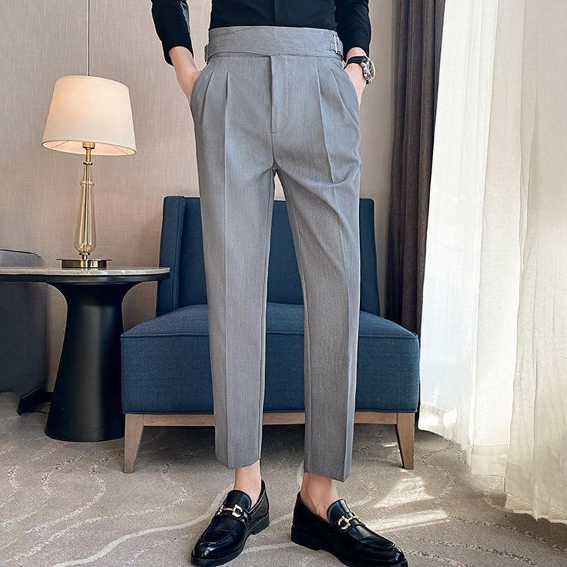 Slim-fit Paris Buckle High-waist Casual Trousers