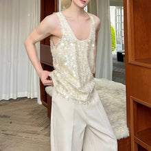 Load image into Gallery viewer, Embroidered Sequined Double Mesh Vest
