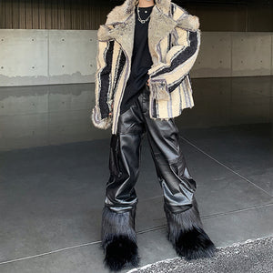 Striped Eco-friendly Fur Double-sided Plush Jacket