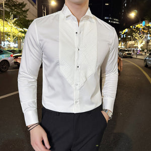 French Wing Collar Slim Fit Dress Shirt