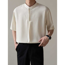 Load image into Gallery viewer, Loose Stand Collar Ice Silk Texture Casual Shirt
