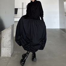 Load image into Gallery viewer, Dark Pleated Loose High Waist Puffy Skirt
