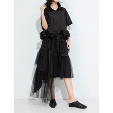 Load image into Gallery viewer, Women's Asymmetric Hem Elastic Waist Puffy Tulle Skirt
