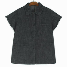 Load image into Gallery viewer, Square Neck Raw Edge Denim Vest Patchwork Jeans Two-Piece Set
