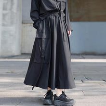 Load image into Gallery viewer, Loose Black Long-sleeved Shirt and Skirt Two-piece Suit
