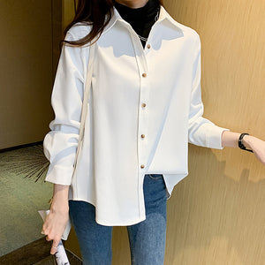 Spring and Autumn Thickened Solid Color Loose Shirt