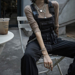 Technical Black Topstitch Jumpsuit