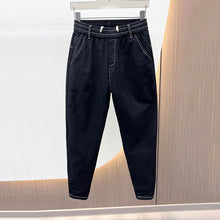 Load image into Gallery viewer, Washed Casual Cuffed Denim Trousers
