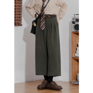 Retro Corduroy Wide Leg Ninth Pants