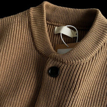 Load image into Gallery viewer, Heavyweight Cotton Crewneck Button Up Knitted Cardigan
