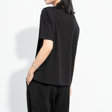 Load image into Gallery viewer, Ice Silk Hem Draped Curved Pleated Patchwork Top
