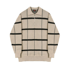 Load image into Gallery viewer, Retro Lapel Plaid Loose Casual Sweater
