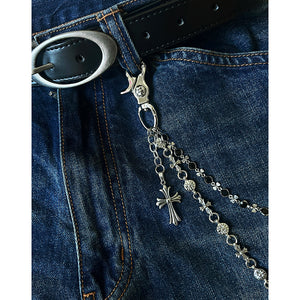 Retro Punk Metal Cross Waist Chain