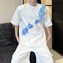 Load image into Gallery viewer, 3D Blue Floral Applique Oversized T-Shirt

