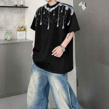 Load image into Gallery viewer, Round Neck Hand-painted Geometric Pattern Loose T-shirt
