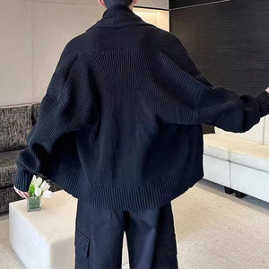 Lapel Button-down Knitted Sweater Coat