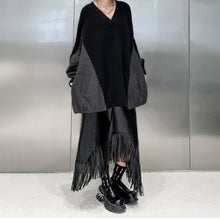 Load image into Gallery viewer, Asymmetrical Fringed Pu Leather Skirt
