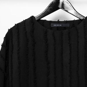 Vertical Striped Retro Tassel Stitching Short-sleeved Shirt