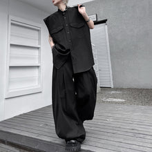 Load image into Gallery viewer, Stand Collar Sleeveless Shirt Casual Trousers Two-piece Suit
