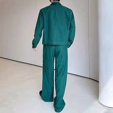Load image into Gallery viewer, Handmade Gemstone Embellished Lapel Jacket and Wide-Leg Pants Two-Piece Set
