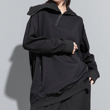 Load image into Gallery viewer, Stand Collar Zipper Loose Irregular Sweatshirt
