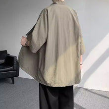 Load image into Gallery viewer, Diagonally Buttoned Loose Cardigan Shirt
