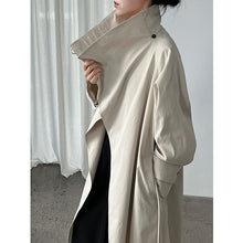 Load image into Gallery viewer, Stand-up Collar Retro Belted Mid-length Loose Coat
