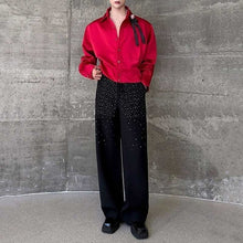 Load image into Gallery viewer, Floral-embellished French Long-sleeved Satin Silky Shirt
