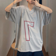 Load image into Gallery viewer, Retro Loose Sports Mesh Hollow Print T-shirt
