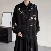 Load image into Gallery viewer, Floral and Bird Embroidered Button-down Shirt
