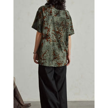 Load image into Gallery viewer, Flocked Floral Vintage Tie-dye Distressed Shirt
