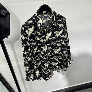 Printed Rhinestone Drape Loose Shirt