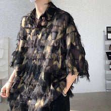 Load image into Gallery viewer, Tassel Hot Stamping Loose Quarter Sleeve Shirt
