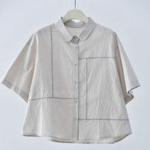 Load image into Gallery viewer, Women's Japanese Minimalist Zigzag Stitch Short Sleeve Shirt
