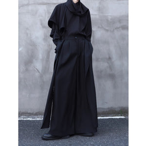 Deconstructed Ribbon Straight Wide-Leg Trouser Culottes