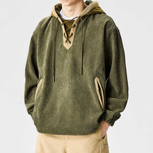 Load image into Gallery viewer, Retro Corduroy Color-blocked Hoodie Sweatshirt

